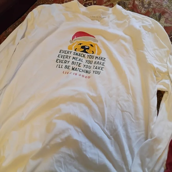 Life Is Good Holiday .. christmas..Dog T-Shirt - White, Red, Yellow - Picture 3 of 5